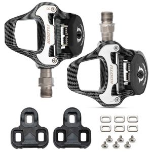 Bike Pedals Carbon Pattern Clip Pedal Road Bike Clipless Pedals with Seal Bearing and cleat for KEO and Shimano SPD System Lock Pedal 0208
