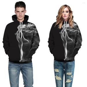 Bluzy męskie 2023 Zimowa moda hip hop mężczyzn/pullover damskie 3D cyfrowy nadruk zabawny sztuka dymu z kapturem luźne poliester