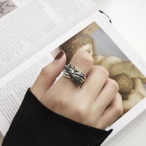 Cluster Rings 925 Стерлинговое серебро серебряные винтажные линии Ladies Регулируемые открытые окончания многослойные ретро-кросс-линии широкое кольцо.