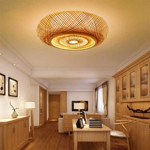 Ceiling Lights New Chinese bamboo light Creative woven lamp Bedroom Led Art for living room bedroom Tea Room ceiling fixture 0209