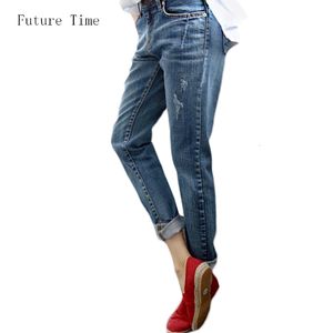 Women's Jeans Boyfriend For Women Vintage Distressed Regular Spandex Ripped Denim washed Pants Woman C1028 230209