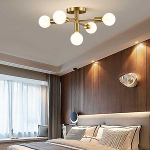 S Nordic Brass Fixture Modern Restaurant Lamp E27 Chandelier Bedroom Living Room Kitchen Tak Lätt heminredning 0209