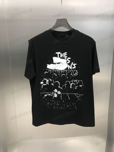 Xinxinbuy Men Designer Tee Tシャツ23SSコンサートグラフィティフラワープリント短袖女性ホワイトブラックレッドグリーンM-2xl