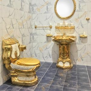 Набор аксессуаров для ванны Royal Vintage Золотой цветной ванная комната санитарная посуда Роскошная туалетная чаша и пьедестал раковина раковина керамика золота