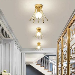 Lights Hallway Lamps Luxury Gold Light E27 Crown Surface Mount Ceiling Lamp for Balcony Corridor Aisle Passage Kitchen Island 0209