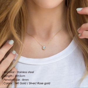 Classic Stainless Steel Necklace Women Designer Luxury Jewelry Gold Color Bride Statement 12 Birthstone Necklace