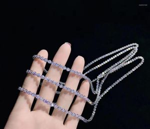 Chains Simple Style Cubic Zircon Necklace Without Lock 60CM 925 Sterling Silver Fine Women Jewelry Single String