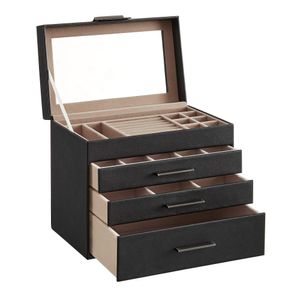 Jewelry Boxes Songmics Box With Glass Lid 4Layer Organizer 3 Ders For Sunglasses Big Storage Modern Style Graphite Black Ujbc161B01 Dhws1