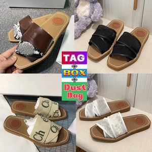 COE Luxus Hausschuhe Paris Woody Slides Sandalen Designer Damen Sandale Leder Canvas Flache Rutsche Mit Box Damen Plateau Slipper Schwarz Mesh Geprägte Sommerschuhe