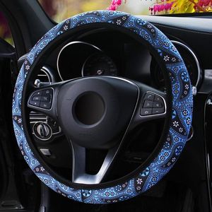 Coprivolante Coprivolante con stampa floreale Accessori interni per auto Diametro 37-38 cm Stile Boemia Car-styling