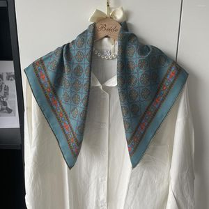 Eşarplar Saf İpek Eşarp Kadın Çiçek Baskı Kare Sararlar Foulds Head Neckerchief Hicab Tie Bandana Kadın Bow Ties