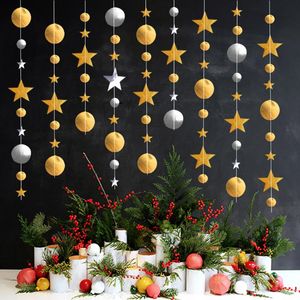 Party Decoration Supplies Beautiful Paper Stars Round Garland Glitter Curtain Banner Children Room