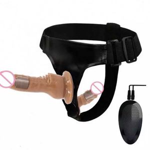 Секс -игрушечный массажер вибратор двойной пенис реалистичный делдо -ремень ремня упругого жгута на больших фаллоимитаторах для женщин для женщин -поставщика