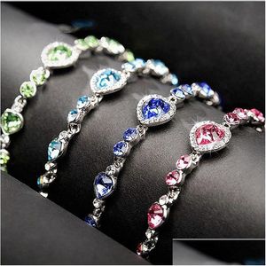 Presente de jóias de tênis Lady FL dos amantes da pulseira de diamante Coração do Cristal do oceano Deli Dhigd