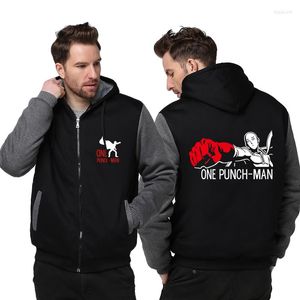 Men's Hoodies USA Size Men Women ONE PUNCH-MAN Thicken Hoodie Zipper Coat Clothing Winter Outer Wear Punch Unisex & Sweatshirts