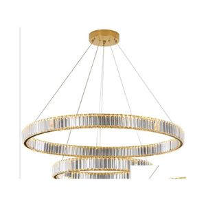 Chandeliers Living Room Chandelier Modern Simple Atmosphere Dining Bedroom Light Luxury High Grade Household Round Crystal Chandeli Dhwkb