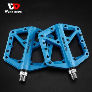 Bike Pedals WEST BIKING Bicycle Pedals Ultralight Seal Bearings Nylon Road bmx Mtb Cycling Pedals Flat Platform Bicycle Parts Accessories 0208