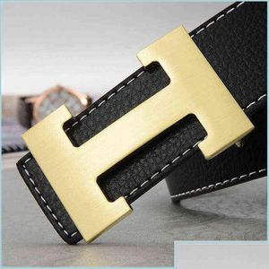 Belts 2022 Brand Luxury Men Genuine Leather Lettern H Buckle For Business Fashion Strap Women Jeans X220216 Drop Delivery Acces Acces Dhvit