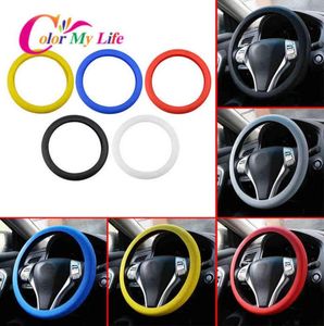 1 st CAR AUTO SILICONE SILICONE STURING WIEL DOMENDEK Soft Multi Color Universal Skin Soft Silicon Steering Wheel Covers Accessoires Y21268911