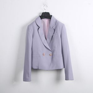 Kvinnors kostymer damer streetwear kostym jacka vår höst kvinnors vintage pläd gröda blazer topp chic elegant kontors slitage utkläder