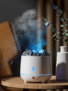 Vulkaanbevochtiger blauw vlam vuur ambient aroma diffuser etherische oliën parfum voor huisgeur geur geur mist spayer USB 400 ml