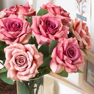 Floral Bliss: 5pcs Elegant Long Branch Artificial Wedding Flowers - Bouquet, Centerpiece, Home Decor