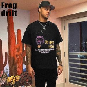 Erkek Tişörtler Kurbağa Drift Yeni Moda Sokak Giyim Rock Grubu Uzi Büyük Boy Lap Hip Hop Vintage Gevşek Tshirt Tee Üstler T230209