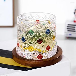 Wine Glasses Glass Durable Tumbler Cup Attractive 3D Texture Good Hand-painted Glacier Design Juice Drinking Gift