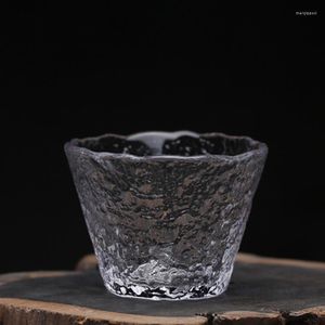 Kieliszki do wina 2PC/działka Japońska nierówna piękna herbata filiżanka herbaciarnia przezroczyste teacup Zestawy do kawy whisky