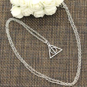 Chains Fashion Necklace Hallows Deathly 22x21mm Silver Color Pendants Short Long Women Men Colar Gift Jewelry Choker