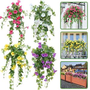Decorative Flowers Artificial Silk Morning Glory Fake Vine Simulation Petunia Rattans For Wedding Home Party DIY Table Hanging Basket Decor