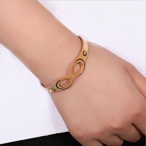 Bracciale rigido 1 pezzo braccialetti Infinity in acciaio inossidabile di alta qualità taglia aperta colore oro per tutte le donne carine uomini ragazze amano gioielli personalizzati