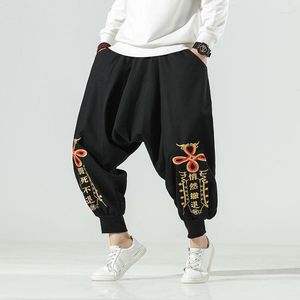 Men's Pants MRGB Harem Men's Chinese Style Embroidery Streetwear Man Cargo Black Jogger Trousers 2023 Spring Men Sweatpants