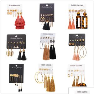 Dangle Chandelier Boho Crystal Long Tassel Drop Earrings For Women Ethnic Geometric Rose Flower Sign Statement Earring Fashio Dhz4Q