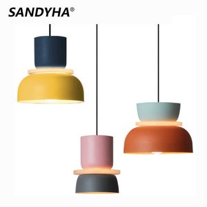 Taklampor Sandyha Modern Macaron Pendant Lamp Led Hanging Suspension Living Study Bar Matsal Bedside Bedroom Lighting Decor Furniture 0209