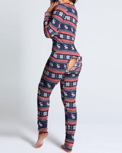 Rompers de macacões femininos 2023 Ano Funcional de Natal de Natal Adultos Impredidos Pijama destacável Terno caseiro One Piece