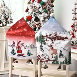 Chair Covers Supplies Kitchen Christmas Decorations Soft Stretch Santa Claus Hat Home Decoration Dining Table