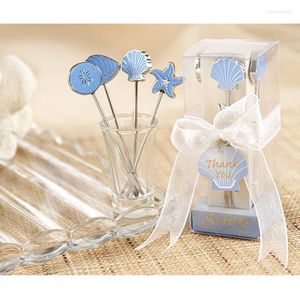 Bomboniere Forniture per matrimoni Regalo Forchetta per frutta romantica Oceano blu 4 Piccoli regali in acciaio inossidabile 100 set