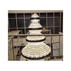 Ljuskronor topp lyxig kristall trappa ljuskronor belysning villa lobby el stor dekoration h￤ngande lampor svart rostfritt st￥l lig dhanq