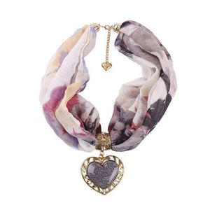 Scarves 2023 Women Fashion Jewelry Choker Scarf Ethnic Style Pendant Necklace Scarfs Female Neck Foulard Femme Print Neckerchief