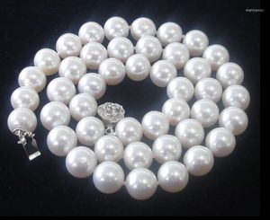 Chains 10MM White Shell Pearl Beads Flower Clasp Necklace 18"