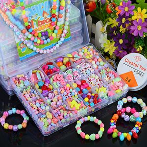 Jewelry 1box Children S Beaded Toy Creative Kids Beads Kit Loose Crafts DIY Bracelet Necklace Children Gift 230208