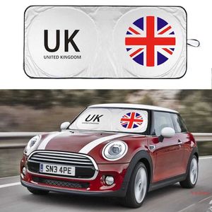 Araba ön cam güneşlik vizörü otomatik pencere güneş gölge kapak parasol coche uk falg amblem UV koruma kör mini cooper için