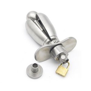 Newest Stainless Steel Openable Stretching Anal Plug Beads With Lock Expanding Anus Butt Appliance Chastity Device Bdsm Fetish Sex Toy A270