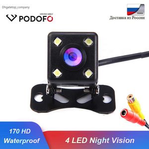 New Podofo Car Rear View Camera Universal 4 LED Night Vision Backup Parking Reverse Camera Waterproof 170 Wide Angle HD Color Image