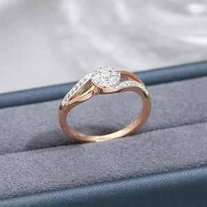 Обручальные кольца Gulkina Luxury Trend Женское кольцо 585 Цвет розового золота натуральный циркон два кросс -изысканные украшения