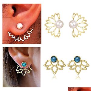 Stud Selling Diamond Inlaid Alloy Earrings In Europe And America Hollowed Out Lotus Leaves Fl Of Drill Back Hanging Earrin Dhz5D