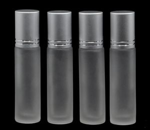 10 ml elegante Frostglas-Roll-On-Parfümflaschen für ätherische Öle mit Edelstahl-Rollerkugel SN5109