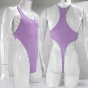 Herrkroppsformar herr g428b thong bodysuit högskuren racer tillbaka stretchig tröja spandex