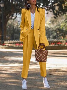 Kobiety dwuczęściowe spodnie moda Twopiety garnitury Summer ol z długim rękawem i wysoka talia Zanzea Casual Solid, OversizeSe Sreetwear 7 230209